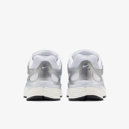 Nike White P-6000 Blue Tint Sail Metallic Silver Sneakers