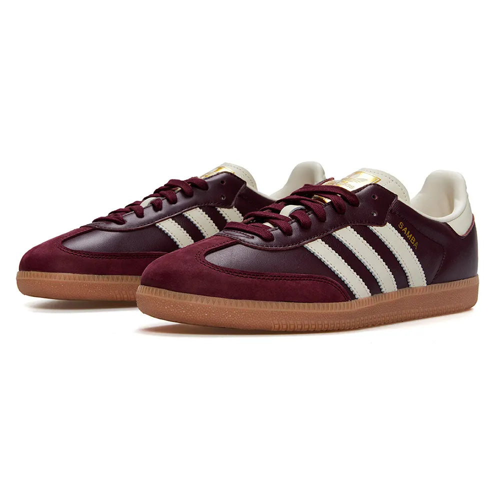 Adidas Samba OG Maroon Gold Metallic Sneakers