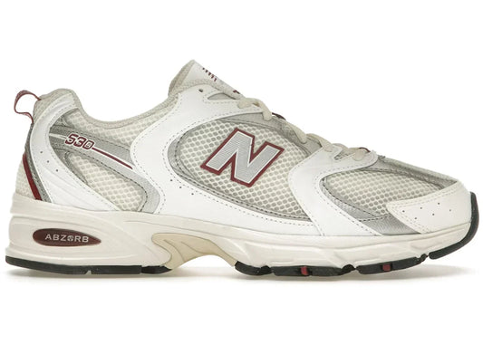 New Balance 530 White Sea Salt Mercury Red Sneakers