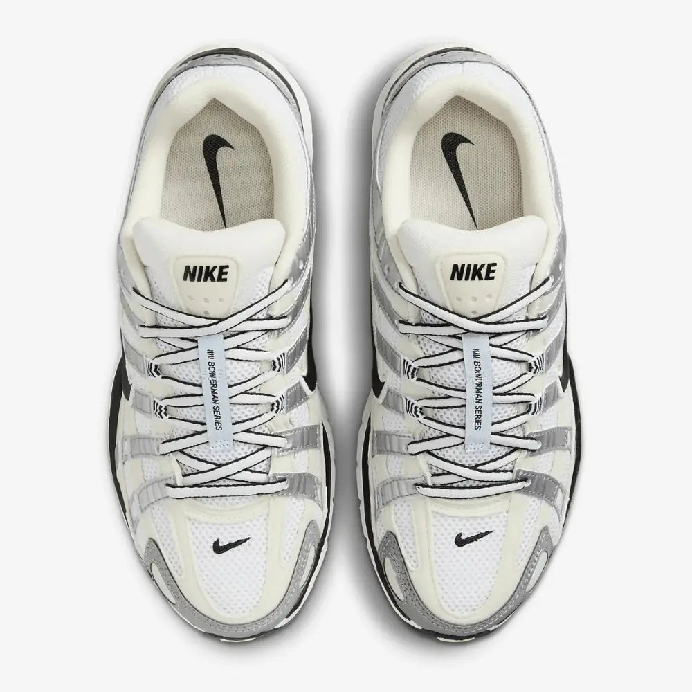 Nike White P-6000 Coconut Milk Metallic Silver Sneakers