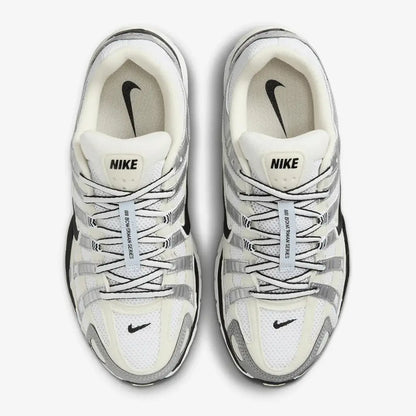 Nike White P-6000 Coconut Milk Metallic Silver Sneakers