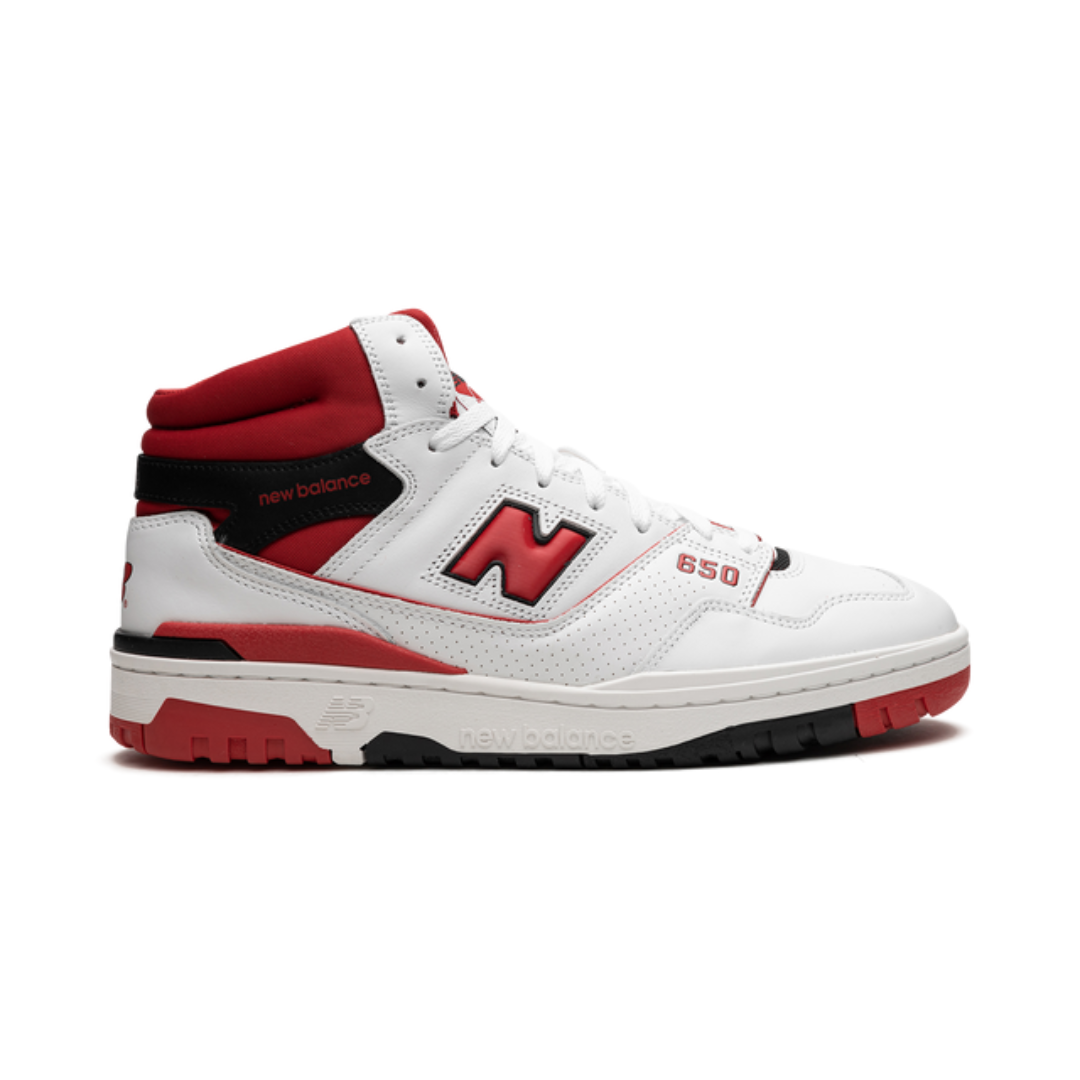 New Balance White 650 White/Red Sneakers