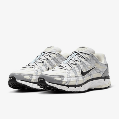 Nike White P-6000 Coconut Milk Metallic Silver Sneakers