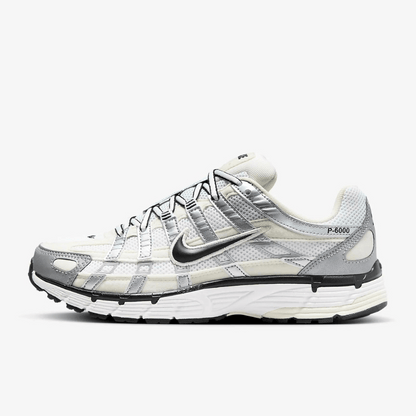 Nike White P-6000 Coconut Milk Metallic Silver Sneakers