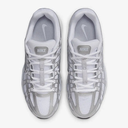 Nike White P-6000 Blue Tint Sail Metallic Silver Sneakers