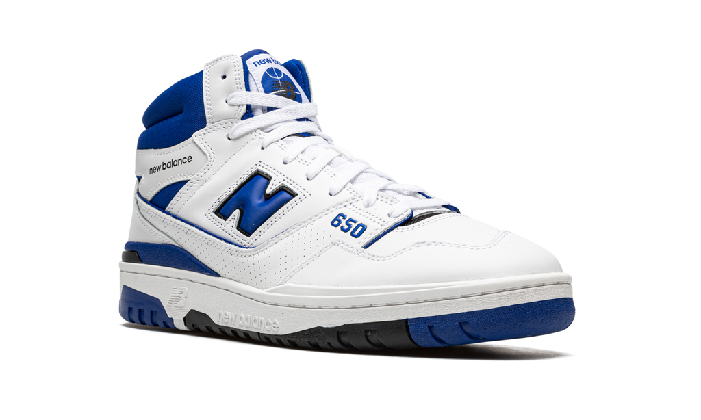 New Balance White 650 / Blue Sneakers