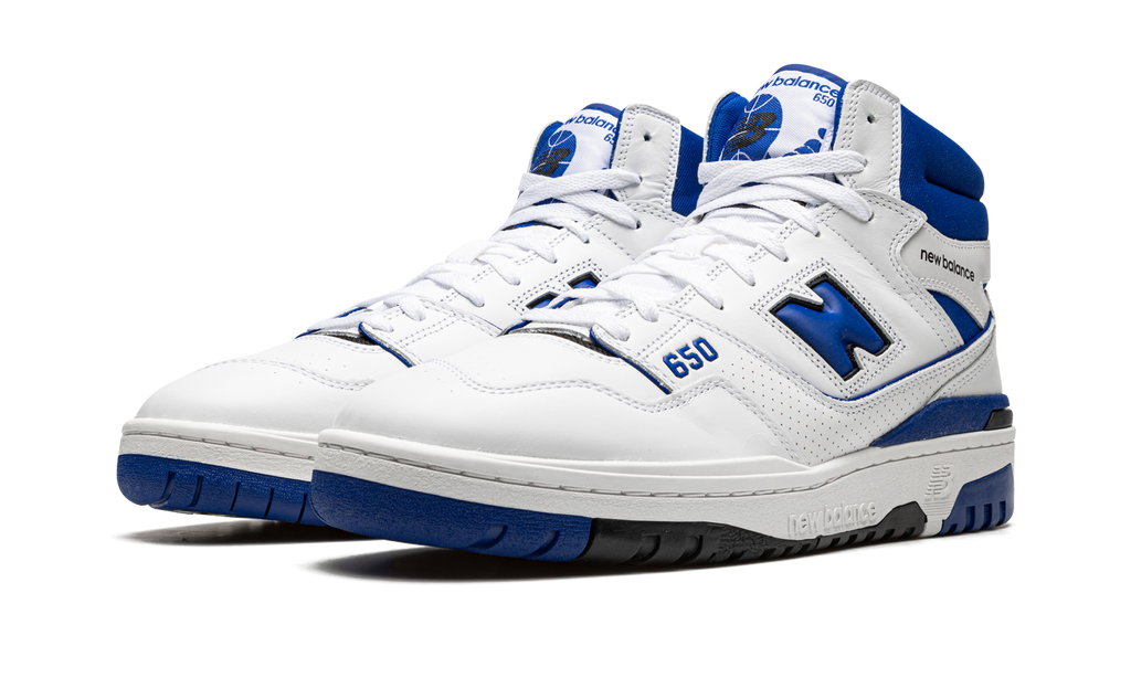 New Balance White 650 / Blue Sneakers
