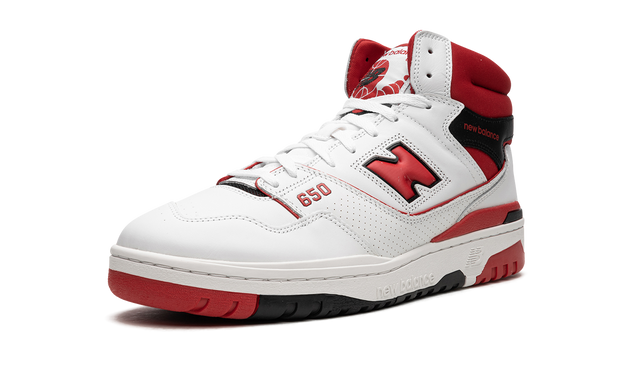 New Balance White 650 White/Red Sneakers