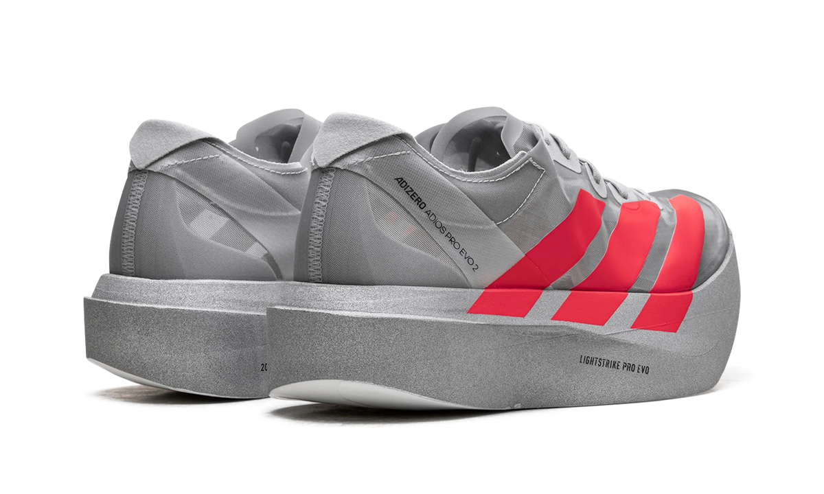 Adidas Grey Adizero Adios Pro EVO 2 "Silver Metallic/Lucid Red/Grey Two" Sneakers