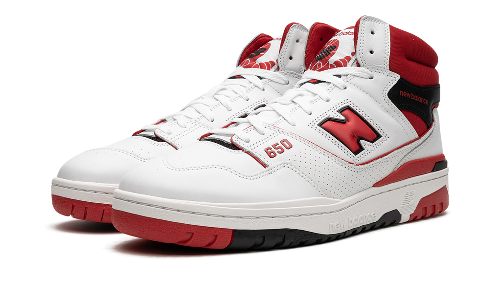 New Balance White 650 White/Red Sneakers