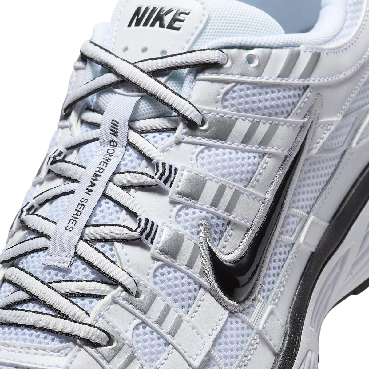 Nike White P-6000 Metallic Silver Black Sneakers