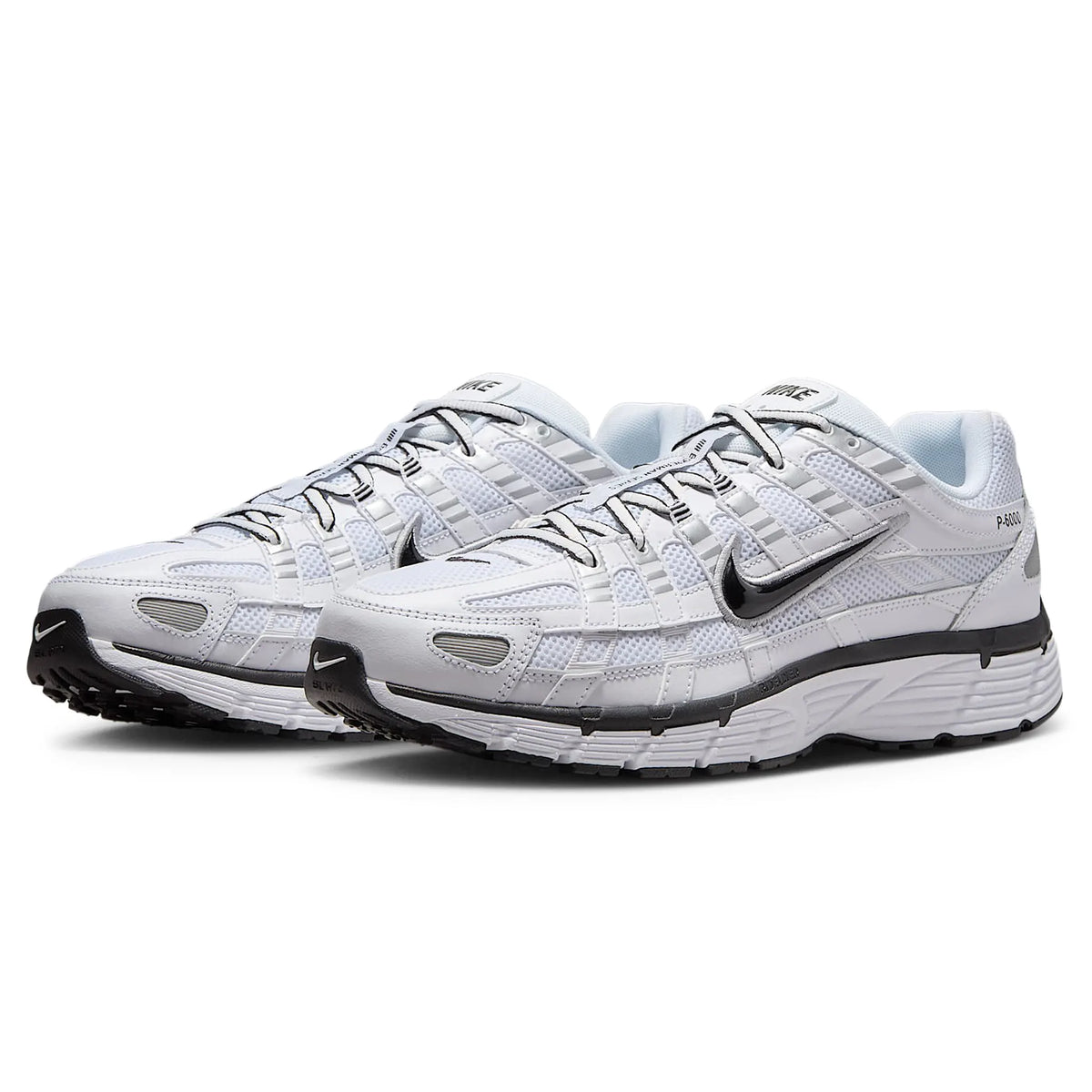 Nike White P-6000 Metallic Silver Black Sneakers