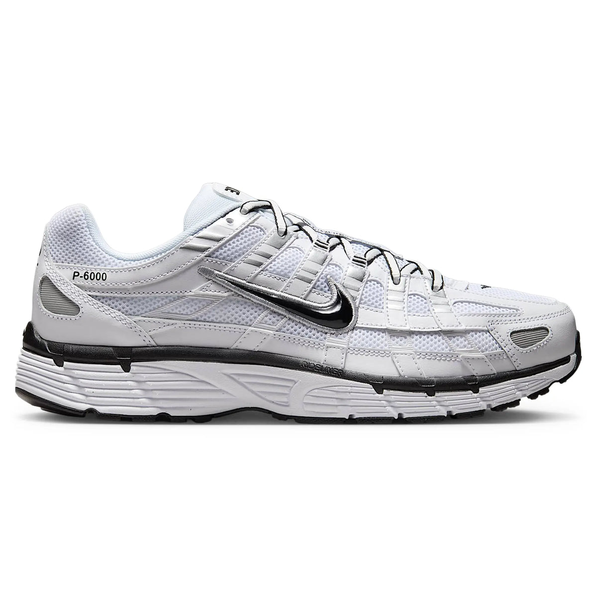Nike White P-6000 Metallic Silver Black Sneakers