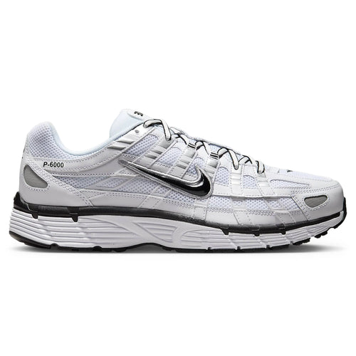 Nike White P-6000 Metallic Silver Black Sneakers